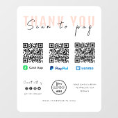 Bedankt Scannen naar Logo QR-code betalen wit Raamsticker (Vel)
