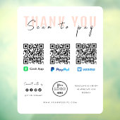 Bedankt Scannen naar Logo QR-code betalen wit Raamsticker (Vel 3)