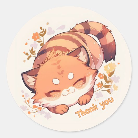 Bedankt Schattigee Cat Anime Ronde Sticker (Voorkant)