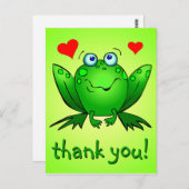 Bedankt Schattigee Green Frog Hearts Briefkaart (Voorkant / Achterkant)