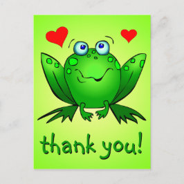 Bedankt Schattigee Green Frog Hearts Briefkaart