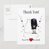 Bedankt Schotse bruid & bruidegom - paarse Briefkaart (Voorkant / Achterkant)