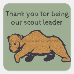 Bedankt Scout Leader Artistic Brown Beer Vierkante Sticker
