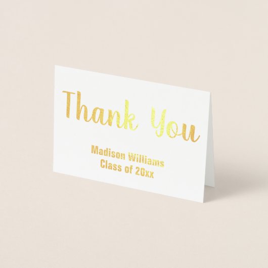 Bedankt Script Afstuderen naam Gold Foil Folie Kaarten (Voorkant)
