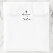 Bedankt Script Black Afstudeerder Graduation Party Ronde Sticker (Tas)