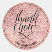 Bedankt Script blush roos gouden glitter ombre Ronde Sticker (Voorkant)