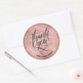 Bedankt Script blush roos gouden glitter ombre Ronde Sticker (Envelop)