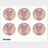 Bedankt Script blush roos gouden glitter ombre Ronde Sticker (Vel)