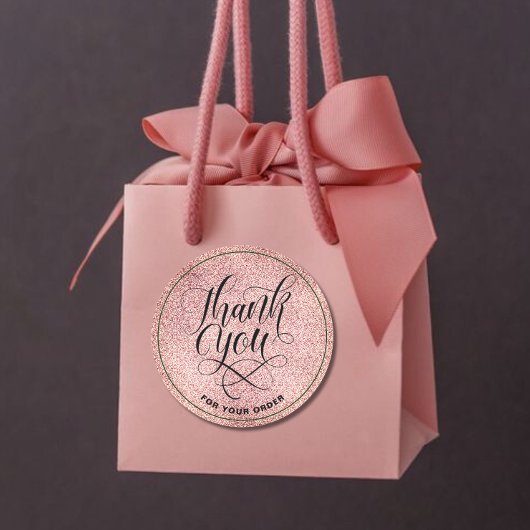 Bedankt Script blush roos gouden glitter ombre Ronde Sticker