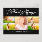 Bedankt Script Elegant 5 Multi Foto Afstuderen Briefkaart (Voorkant)