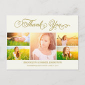 Bedankt Script Elegant 5 Multi Foto Afstuderen Briefkaart (Voorkant)