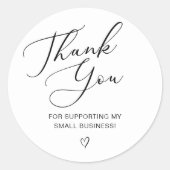 Bedankt Script Elegant Hart Klein Bedrijf Ronde Sticker (Voorkant)