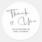 Bedankt Script Elegant Hart Klein Bedrijf Ronde Sticker (Voorkant)