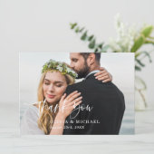 Bedankt Script Elegante foto bruiloft Kaart (Staand voorkant)