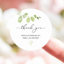 Bedankt Script Eucalyptus Klein Bedrijf Ronde Sticker