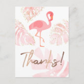 bedankt script flamingo roze tropische palmen briefkaart (Voorkant)