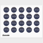 Bedankt Script, Gold Confetti op Midnight Blue Ronde Sticker (Vel)