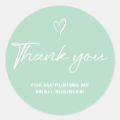 Bedankt Script Groene Hart Kleine Zakelijke Ronde Sticker (Voorkant)