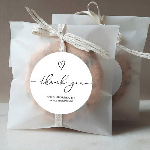 Bedankt Script Hart Klein Bedrijf Ronde Sticker