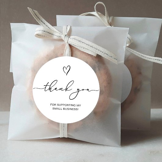 Bedankt Script Hart Klein Bedrijf Ronde Sticker