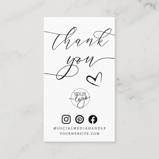 Bedankt Script Hart QR Code Klant Review Visitekaartje (Voorkant)