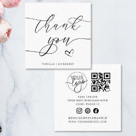 Bedankt Script Heart Bakery Company Logo QR Code Vierkante Visitekaartje