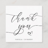 Bedankt Script Heart Bakery Company Logo QR Code Vierkante Visitekaartje (Voorkant)