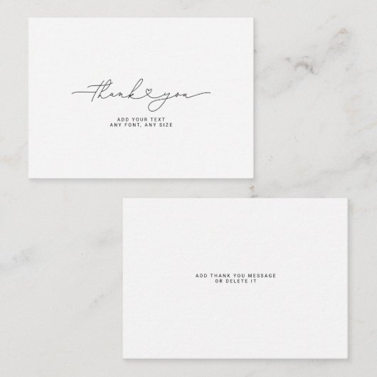 Bedankt Script Heart Elegant 3,5 "X2.5" Notitiekaartje (Voorkant / Achterkant)