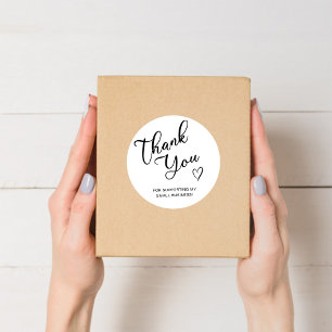 Bedankt Script Heart Small Business Ronde Sticker