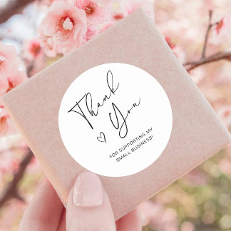 Bedankt Script Heart Small Business Ronde Sticker