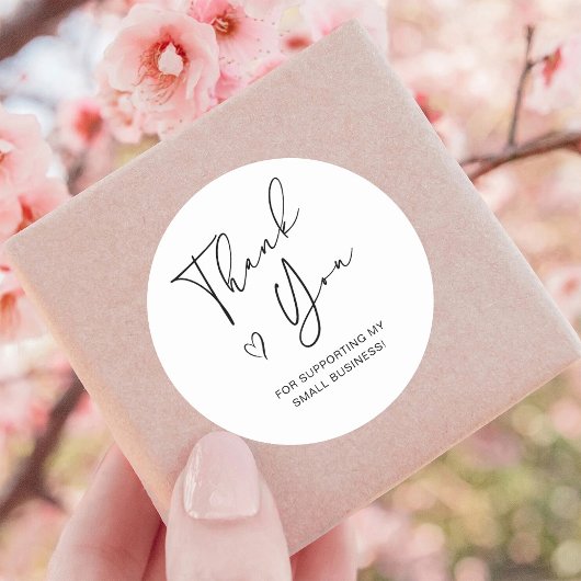 Bedankt Script Heart Small Business Ronde Sticker
