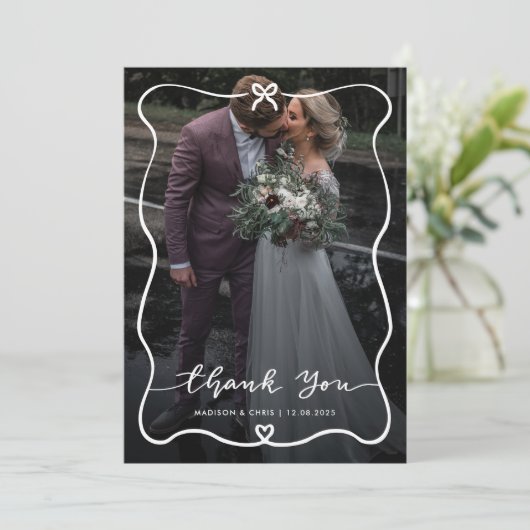 Bedankt Script Huwelijk Foto Mooie Boog Hart (Staand voorkant)