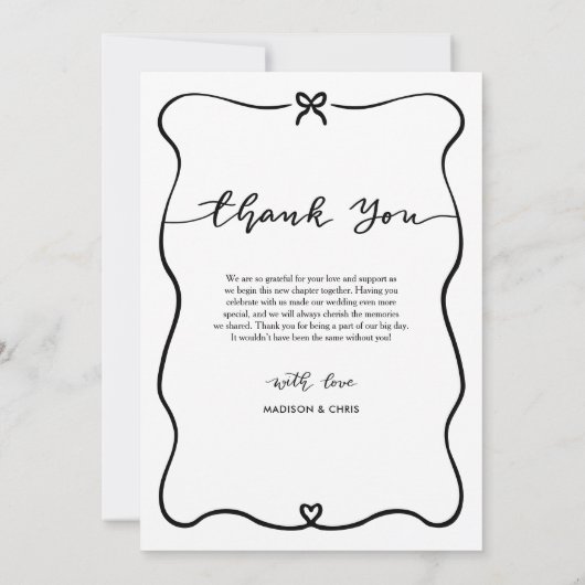 Bedankt Script Huwelijk Foto Mooie Boog Hart (Achterkant)