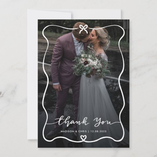 Bedankt Script Huwelijksfoto Mooie Boog Hart (Voorkant)