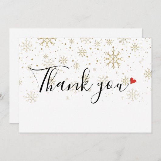 Bedankt Script Kerstvakantie Snowflakes Kaart (Voorkant / Achterkant)