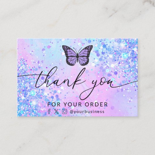 Bedankt Script Lavender Butterfly visitekaartje (Voorkant)