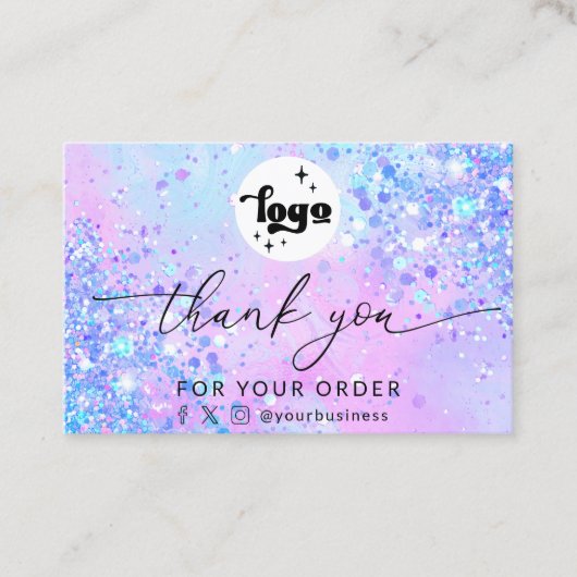 Bedankt Script Lavender Glitter visitekaartje (Voorkant)