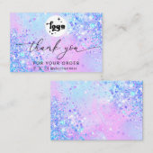 Bedankt Script Lavender Glitter visitekaartje (Voorkant / Achterkant)