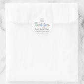 Bedankt Script Naam Shop Holographic White Ronde Sticker (Tas)
