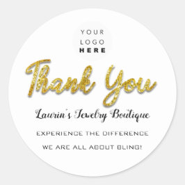 Bedankt Script Naam Shop Web Logo Boutique Ronde Sticker