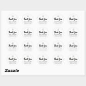 Bedankt Script Naam Shop Zwart Wit Simply Ronde Sticker (Vel)