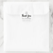 Bedankt Script Naam Shop Zwart Wit Simply Ronde Sticker (Tas)