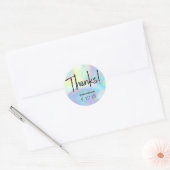 bedankt script op faux holograph pastel ronde sticker (Envelop)
