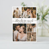 Bedankt Script Photo Collage Wedding Dank u kaart (Staand voorkant)