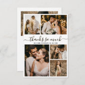 Bedankt Script Photo Collage Wedding Dank u kaart (Voorkant / Achterkant)