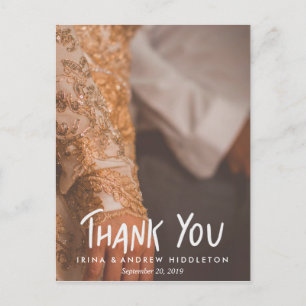 Bedankt Script Rustic Kraft Paper Trouwfoto Briefkaart
