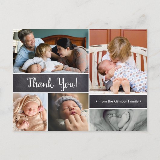 Bedankt script, Tweede baby aankondiging, foto's Briefkaart (Voorkant)