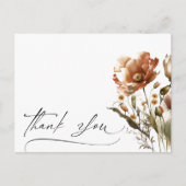 Bedankt Script Waterverf Wilde Bloem Briefkaart (Voorkant)