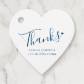 Bedankt script white blue bruiloft bedankjes labels (Voorkant)