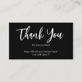 Bedankt Script Zwart-wit Zakelijk Logo Kortingskaartje (Voorkant)